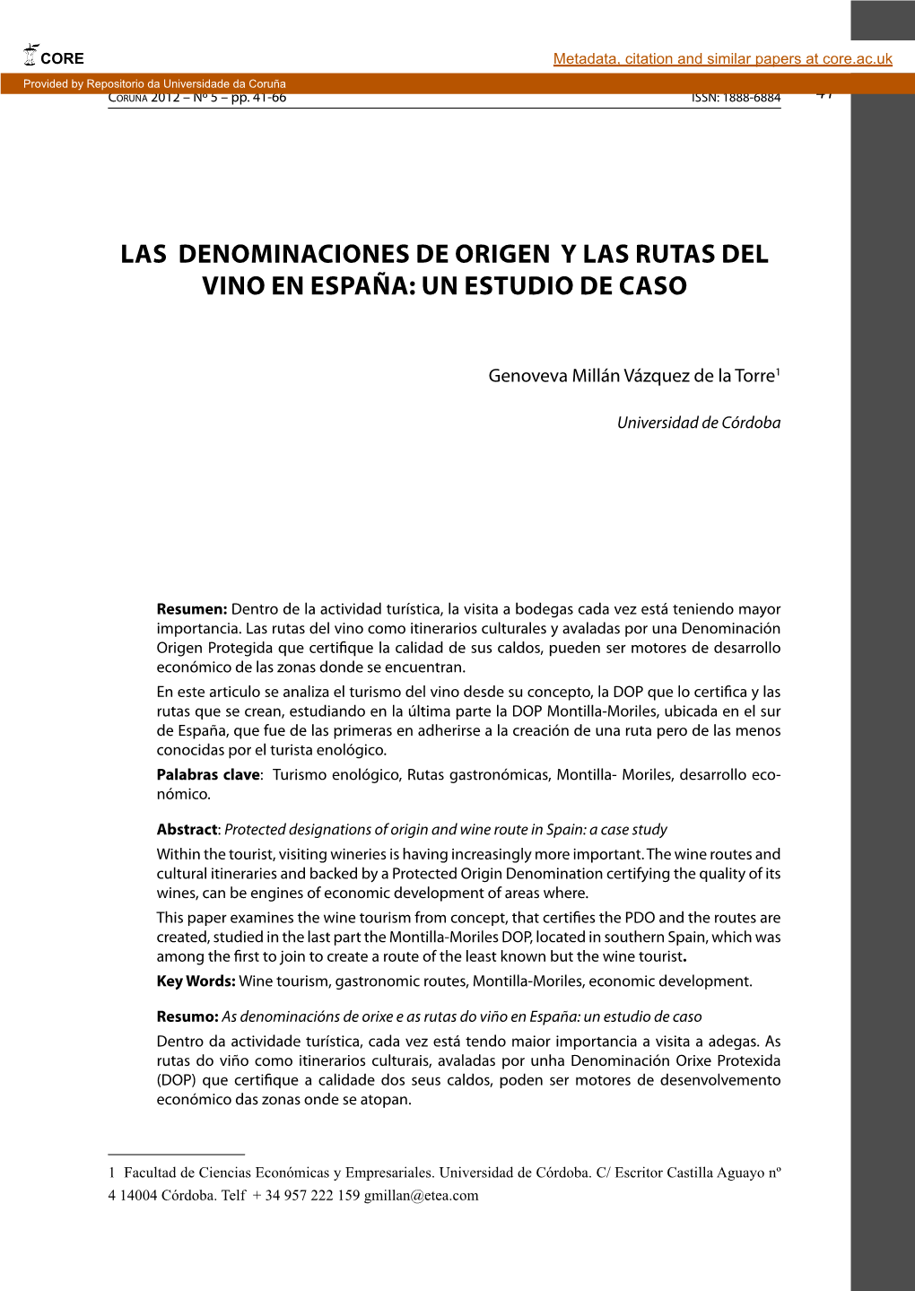 Las Denominaciones De Origen Y Las Rutas Del Vino En España: Unestudio