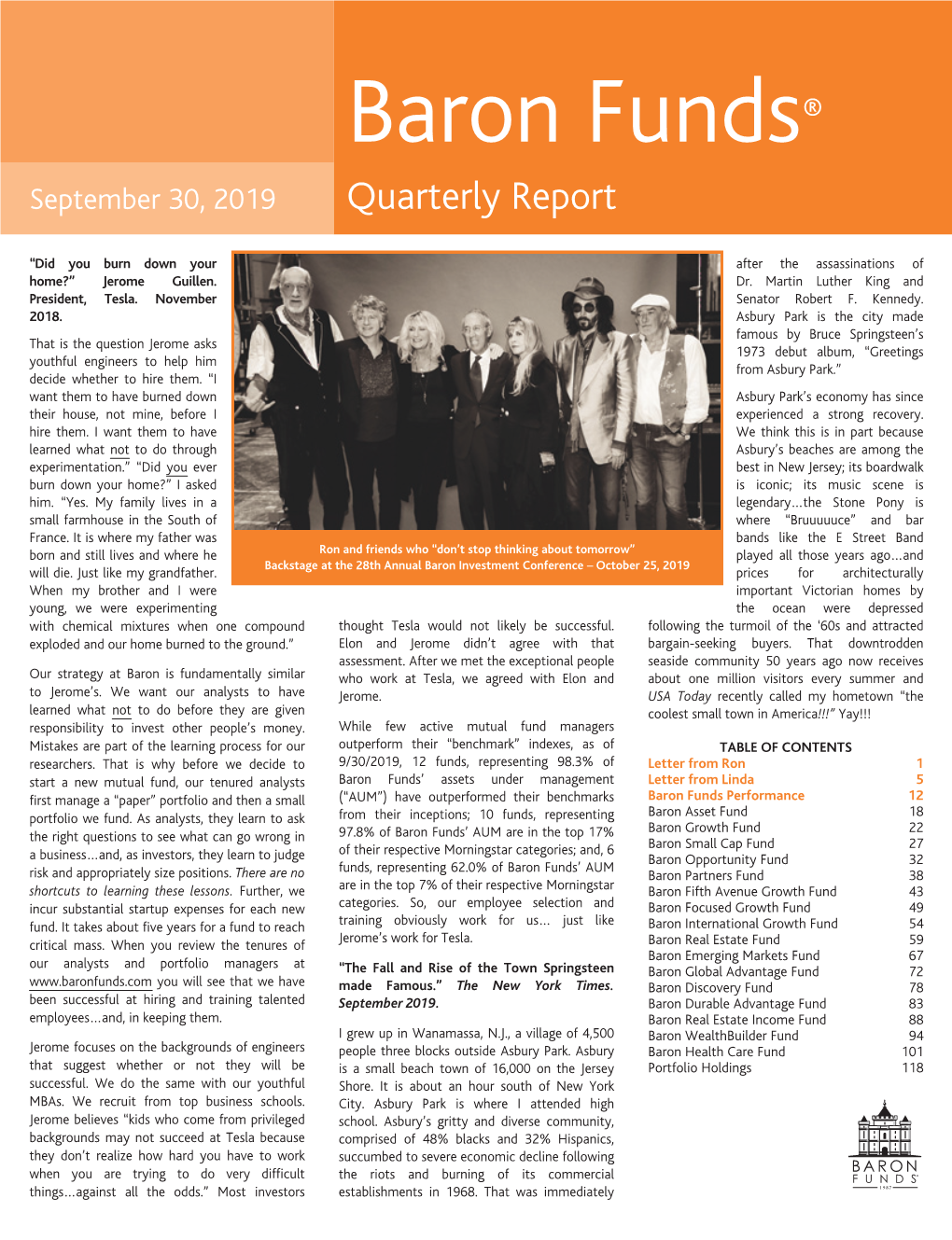 Baron Funds® September 30, 2019 Quarterly Report