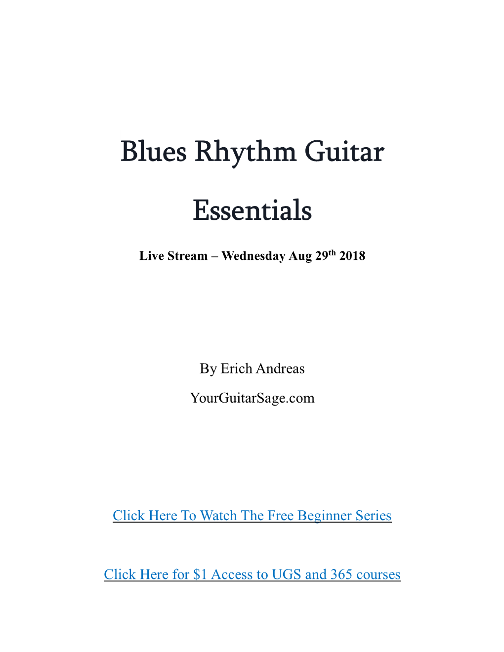 Blues Rhythm Guitar Essentials