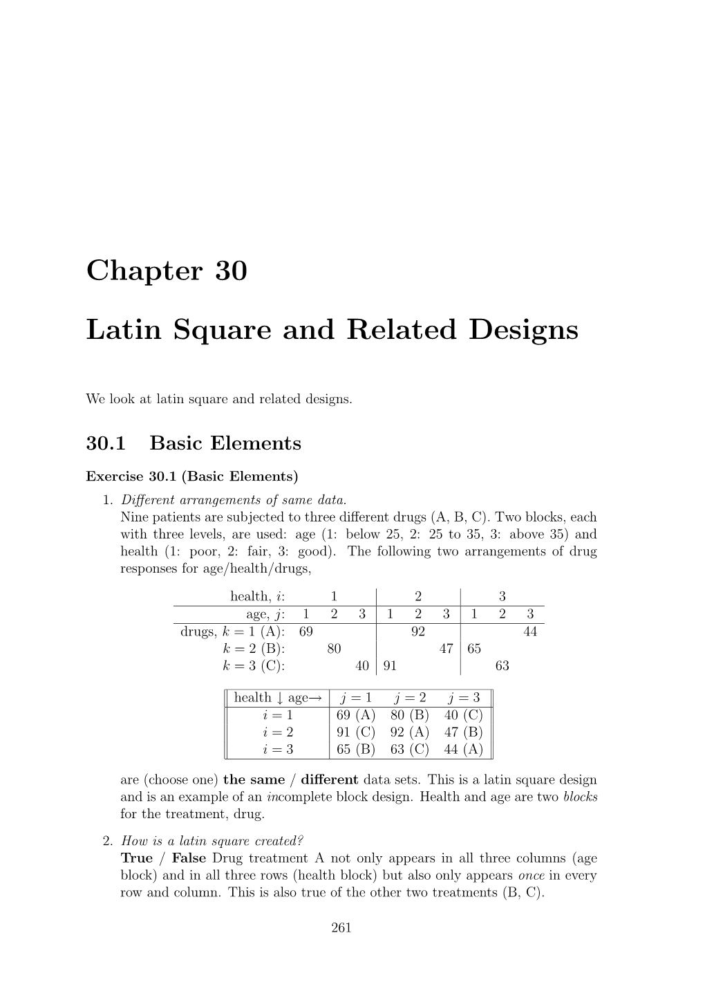 Chapter 30 Latin Square and Related Designs