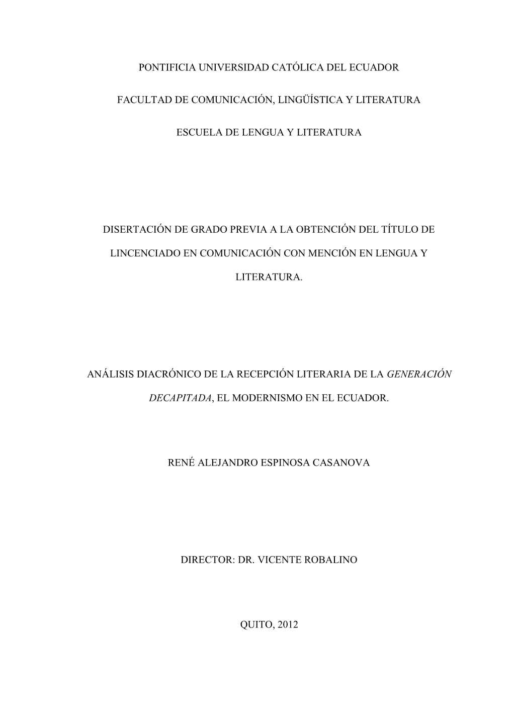 Análisis Diacrónico De La Recepción Literaria De La Generación