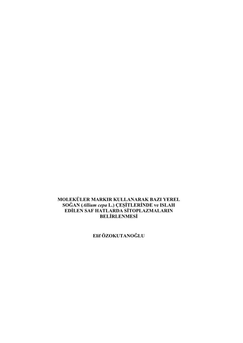 MOLEKÜLER MARKIR KULLANARAK BAZI YEREL SOĞAN (Allium Cepa L.) ÇEŞİTLERİNDE Ve ISLAH EDİLEN SAF HATLARDA SİTOPLAZMALARIN BELİRLENMESİ