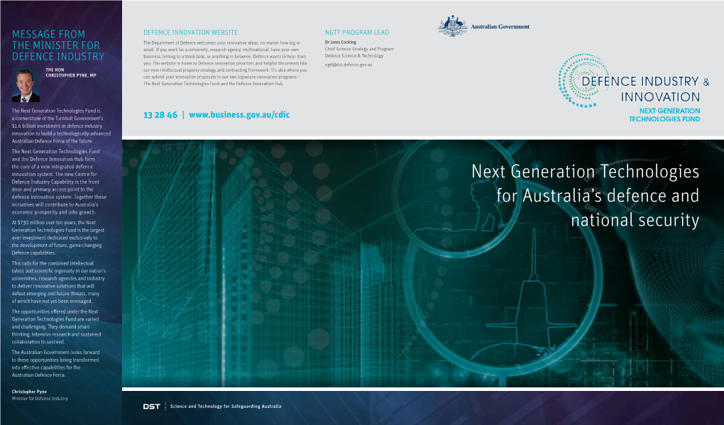 Next Generation Technologies for Australia's Defence and National