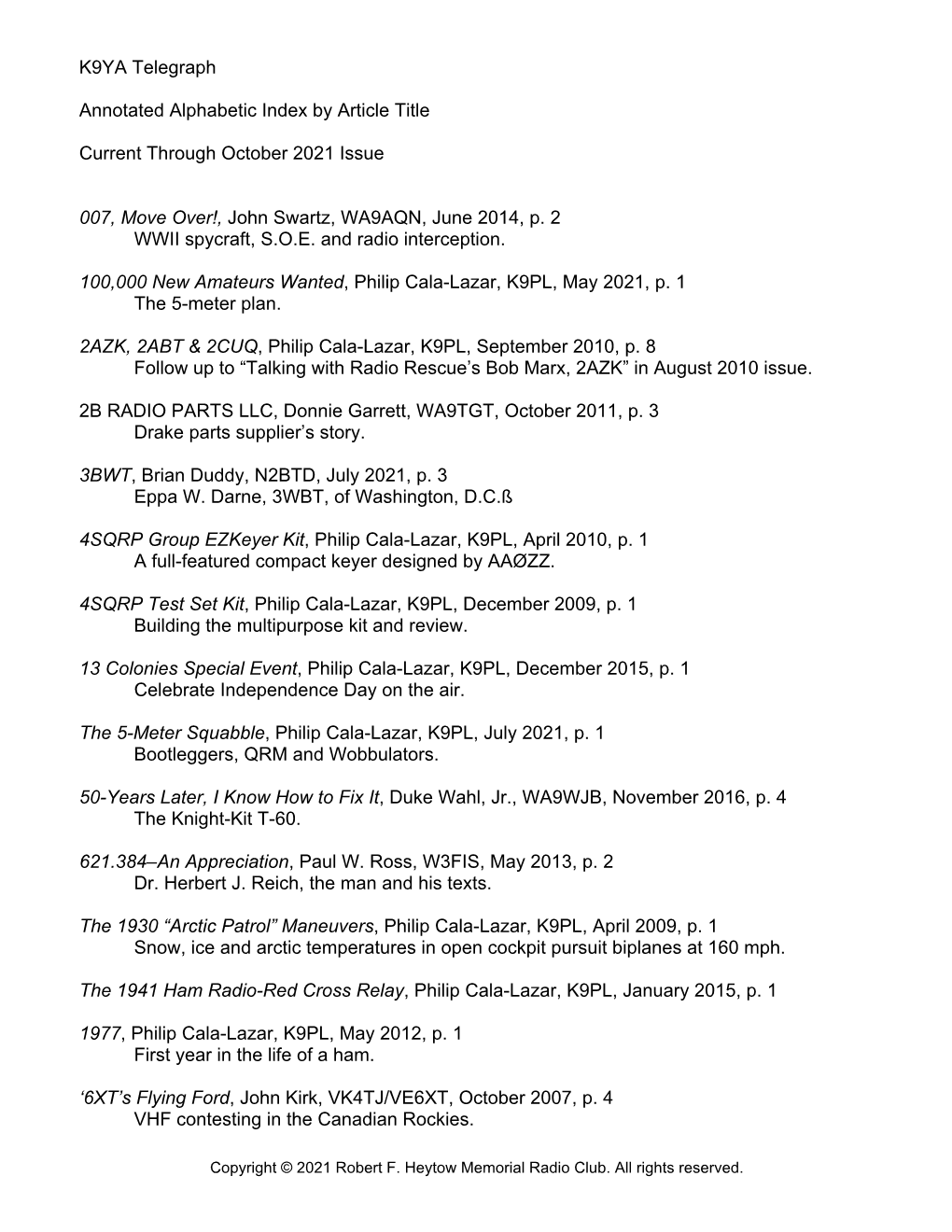 Annotated Index Thru September 2021