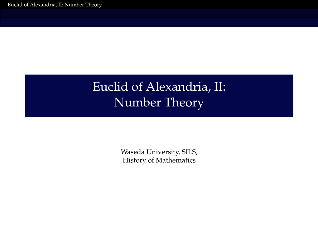 Euclid's Number Theory