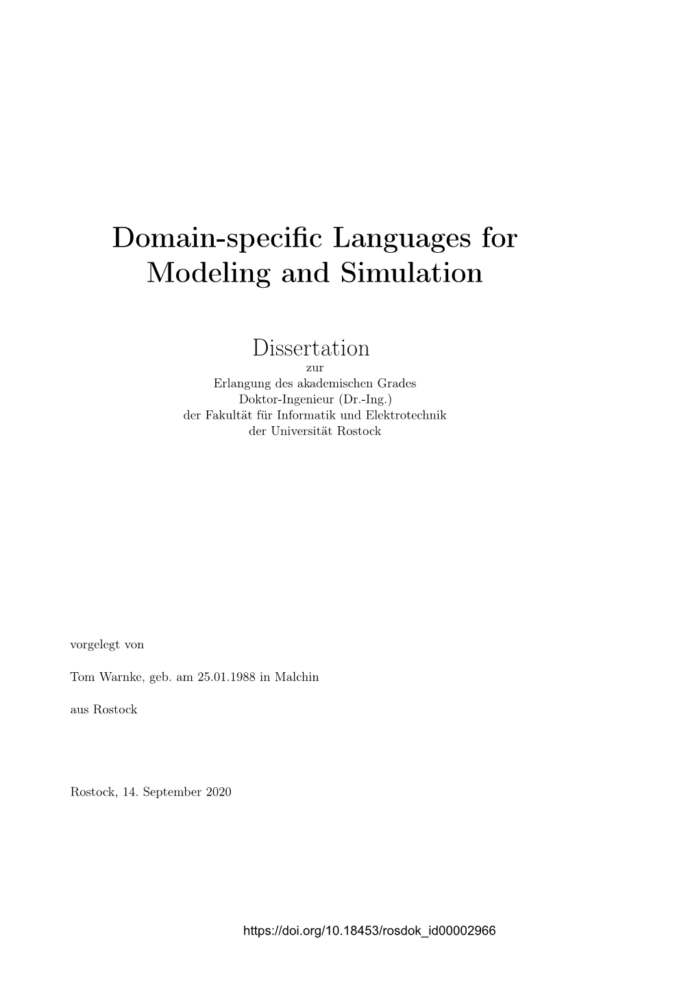 Domain-Specific Languages for Modeling and Simulation