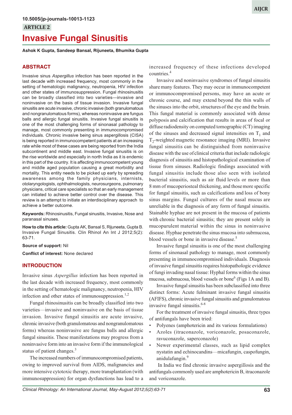 Invasive Fungal Sinusitis Invasive Fungal Sinusitis