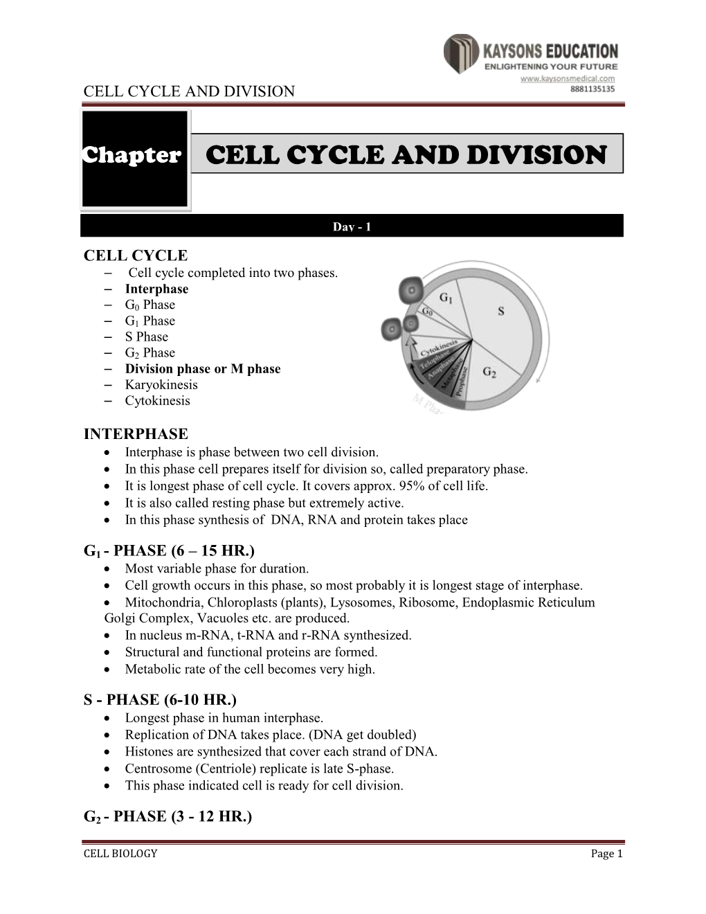 Cell Cycle and Division