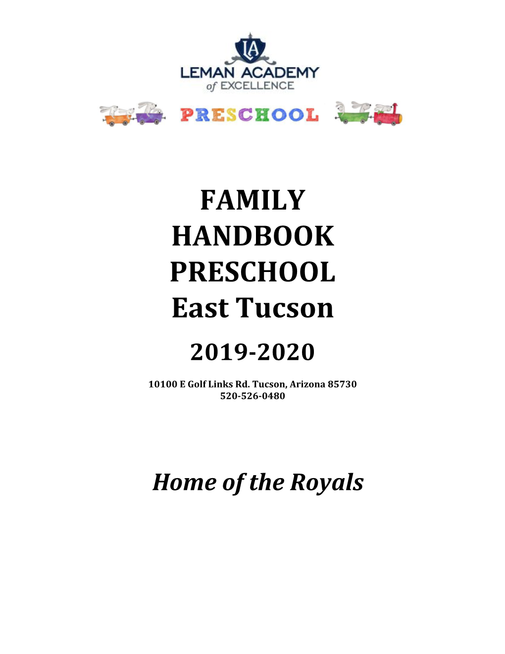 FAMILY HANDBOOK PRESCHOOL East Tucson