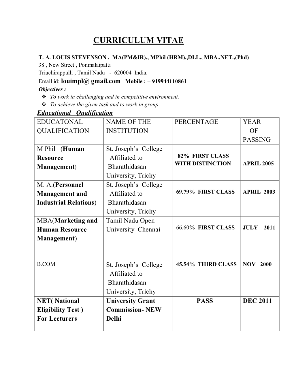 Curriculum Vitae