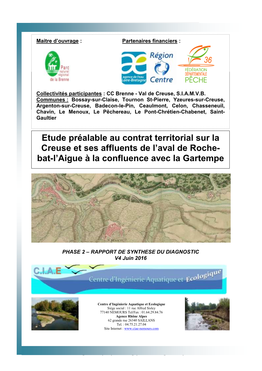 Etude Préalable Au Contrat Territorial Sur La Creuse Et Ses Affluents De L'aval De Roche