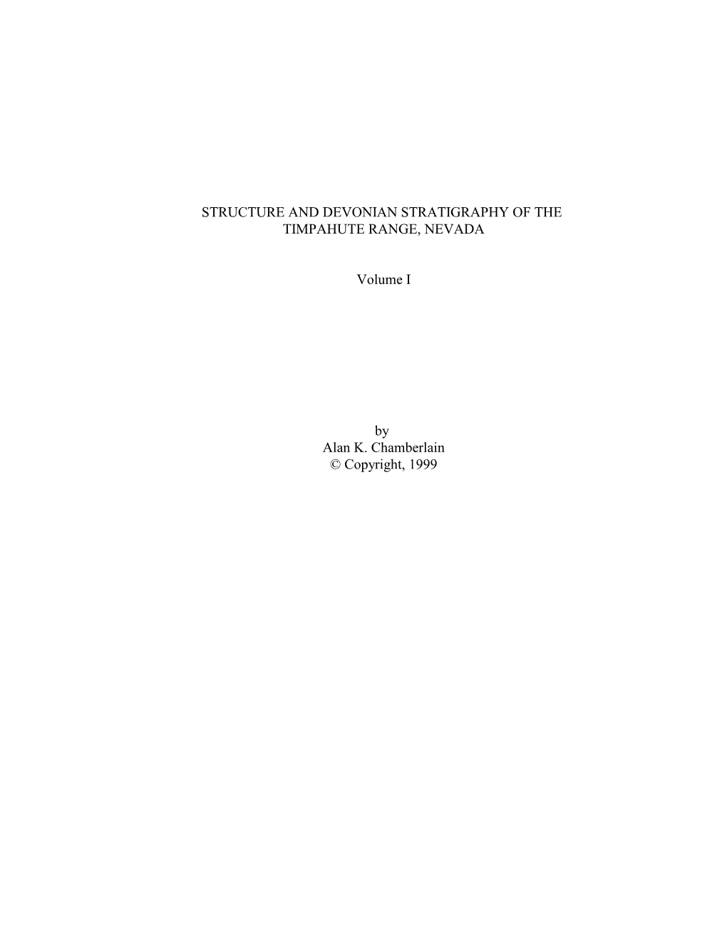 Structure and Devonian Stratigraphy of the Timpahute Range, Nevada