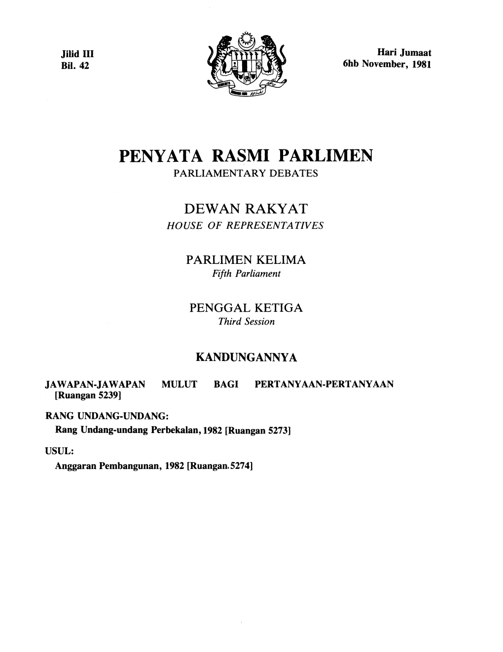 Penyata Rasmi Parlimen Parliamentary Debates