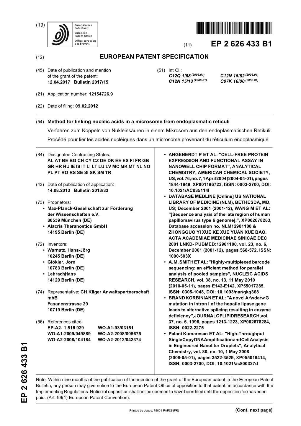 Method for Linking Nucleic Acids in a Microsome from Endoplasmatic