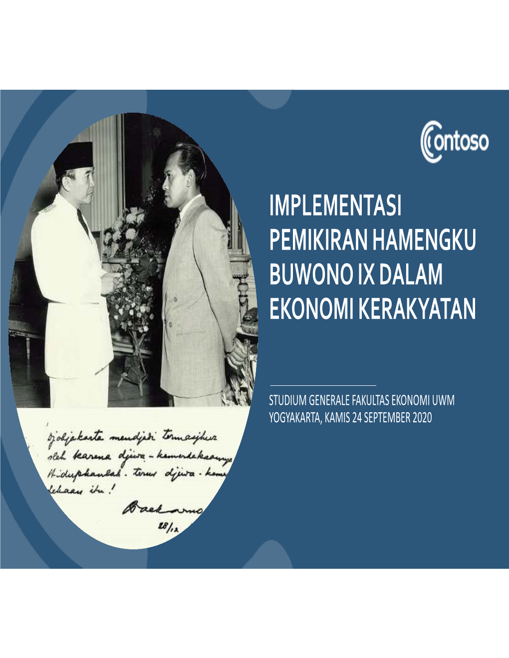 Implementasi Pemikiran Hamengku Buwono Ix Dalam Ekonomi Kerakyatan