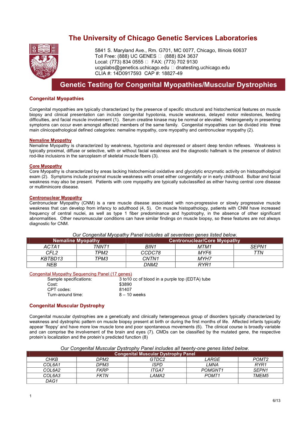 Myopathies Infosheet