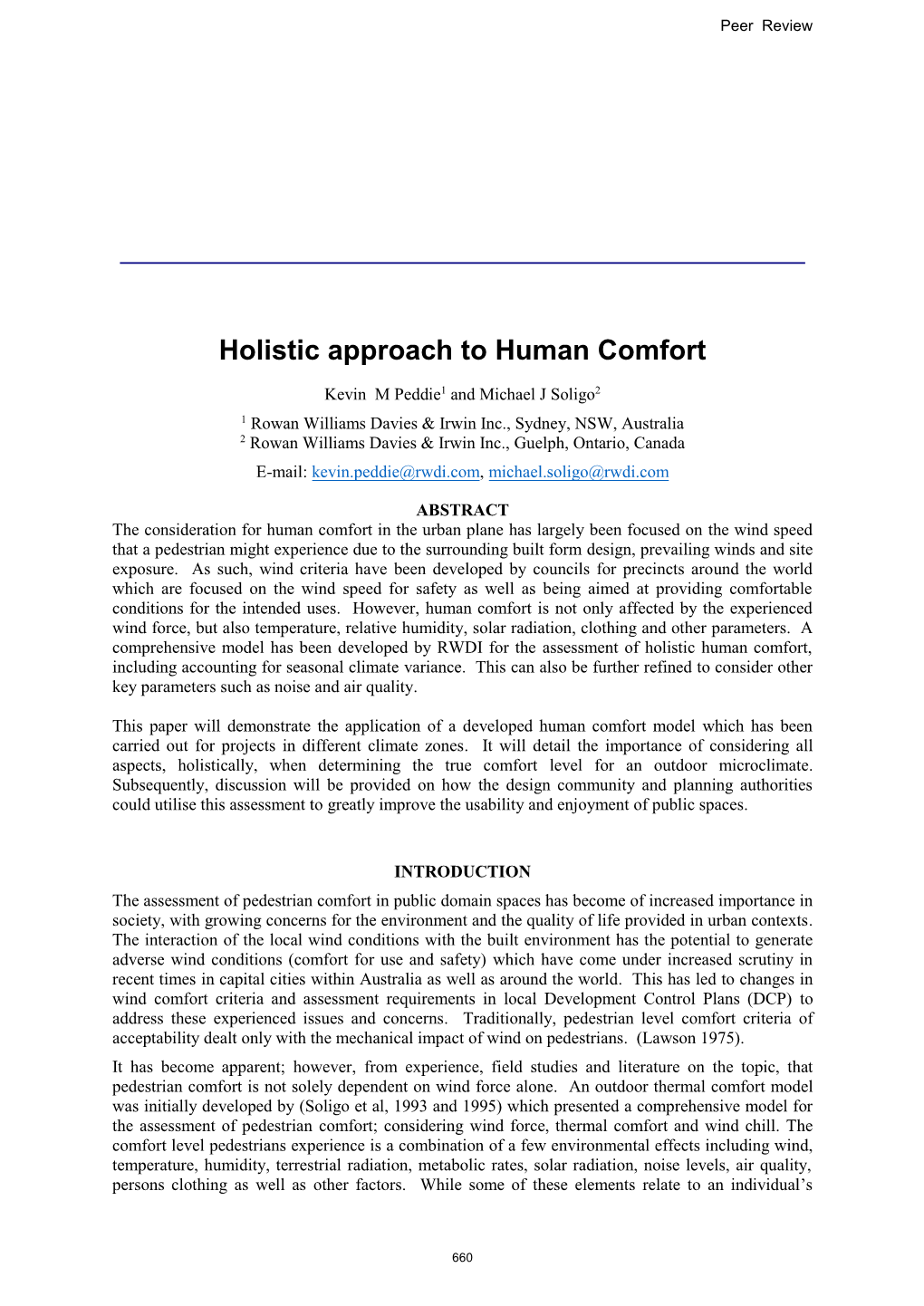 Holistic Approach to Human Comfort