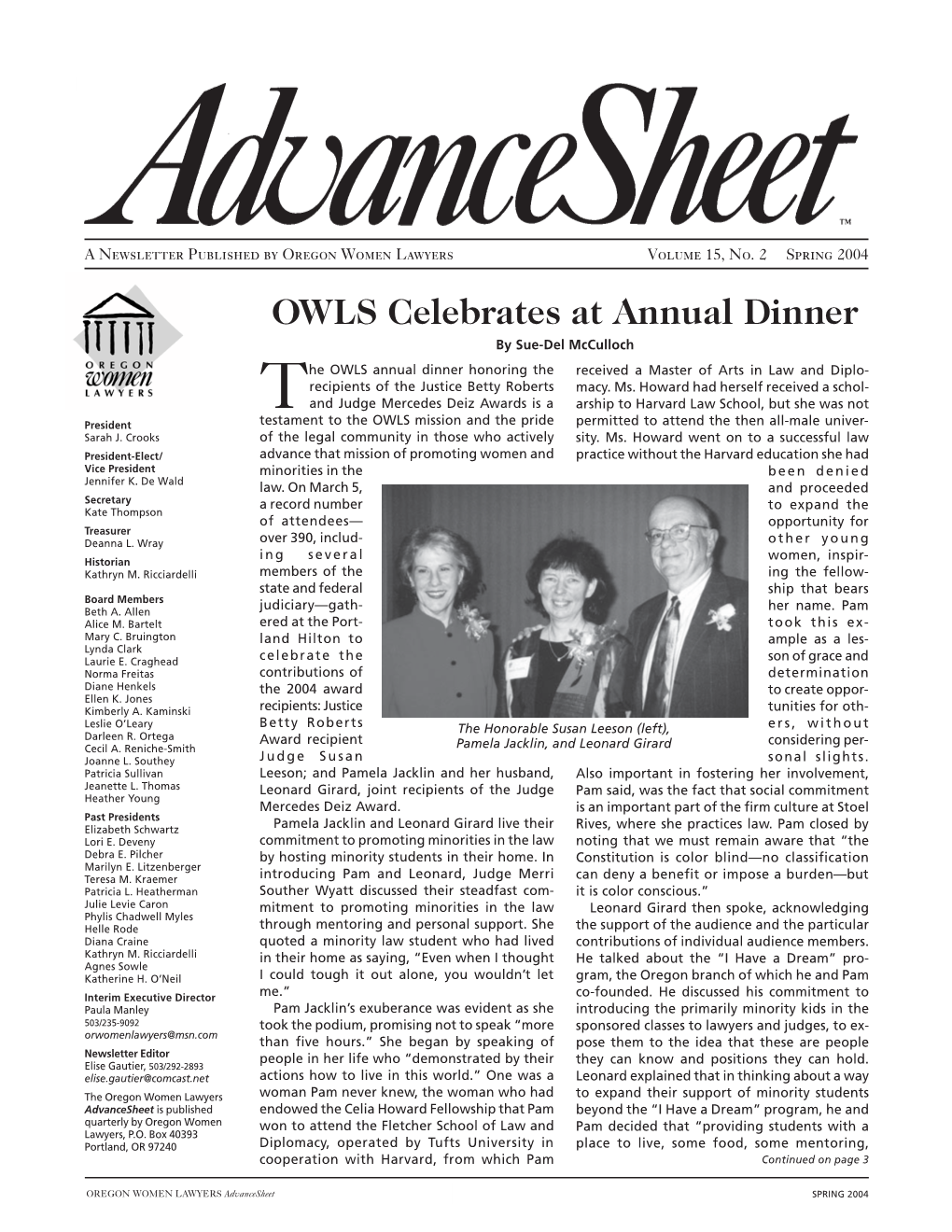 OWLS Celebrates at Annual Dinner