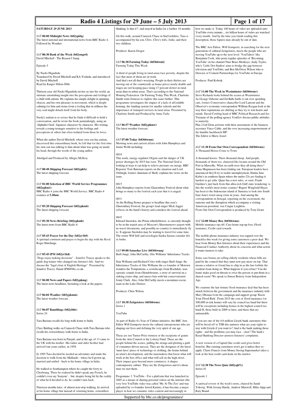 5 July 2013 Page 1 of 17 SATURDAY 29 JUNE 2013 Thinking 'Is That It?', and Stayed in India for a Further 18 Months