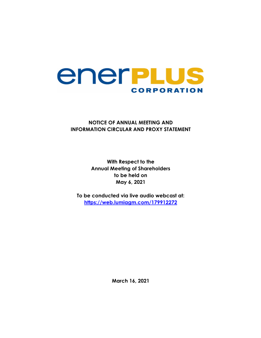 2021 Notice of Annual Meeting and 2020 Information Circular & Proxy