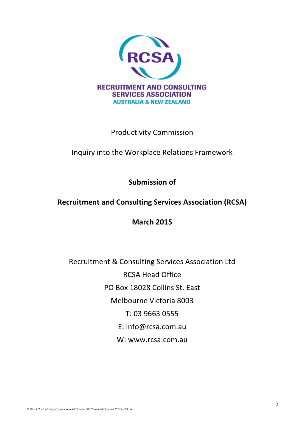 Recruitment and Consulting Services Association (RCSA)