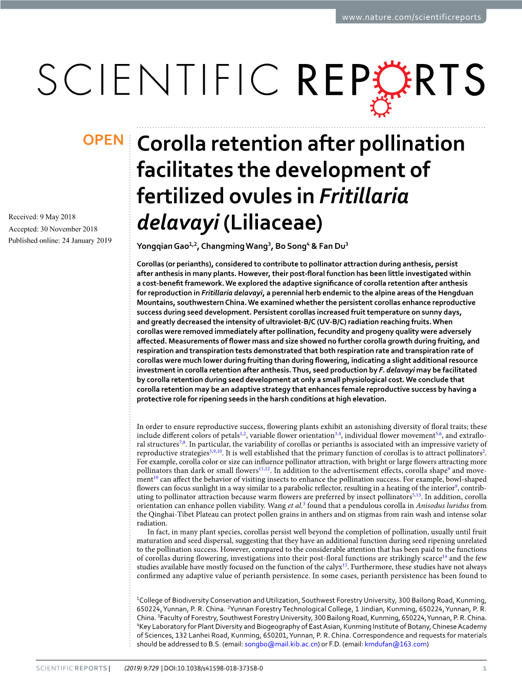 Corolla Retention After Pollination Facilitates the Development