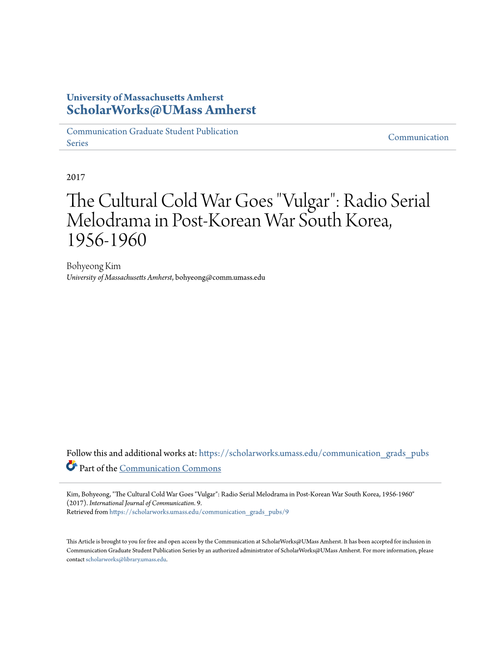 The Cultural Cold War Goes "Vulgar": Radio Serial Melodrama In