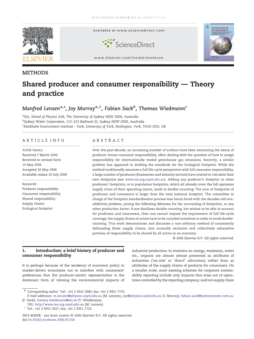 Shared Producer and Consumer Responsibility — Theory and Practice