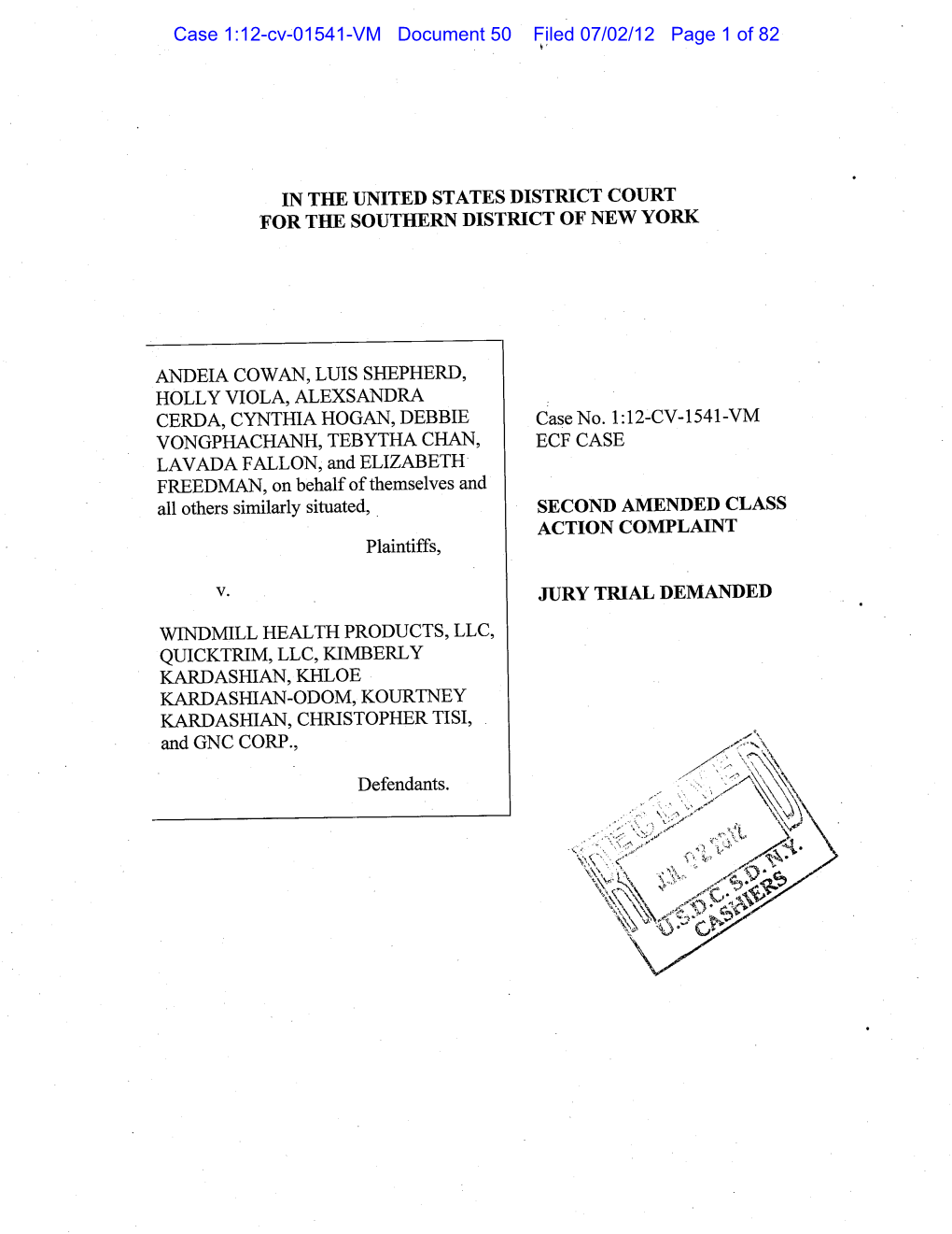 Case 1:12-Cv-01541-VM Document 50 Filed 07/02/12 Page 1 of 82 Case 1:12-Cv-01541-VM Document 50 Filed 07/02/12 Page 2 of 82