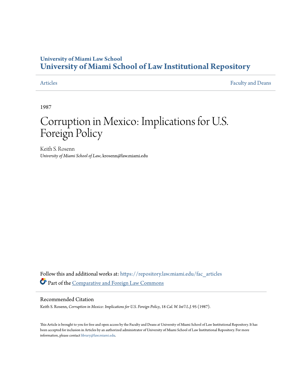 Corruption in Mexico: Implications for U.S