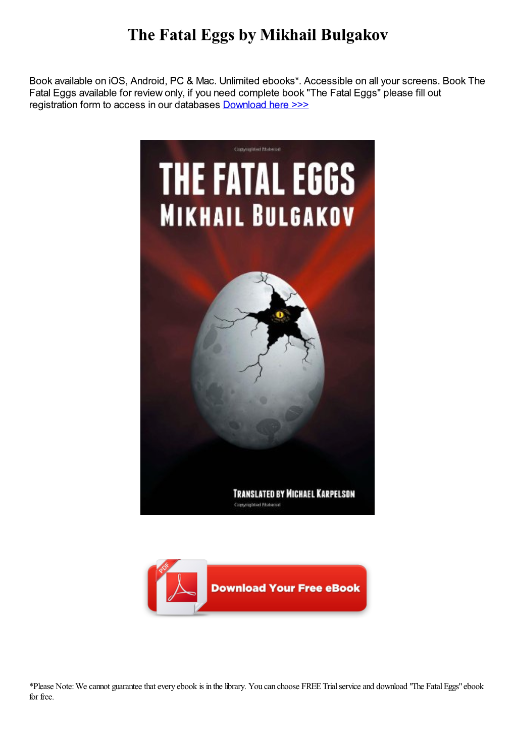 The Fatal Eggs by Mikhail Bulgakov