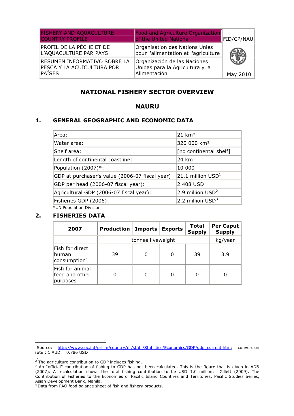 National Fishery Sector Overview Nauru