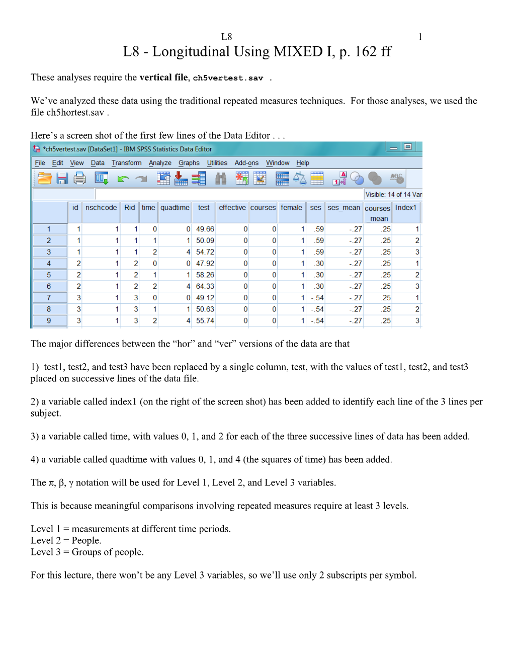 These Analyses Require the Vertical File, Ch5vertest.Sav