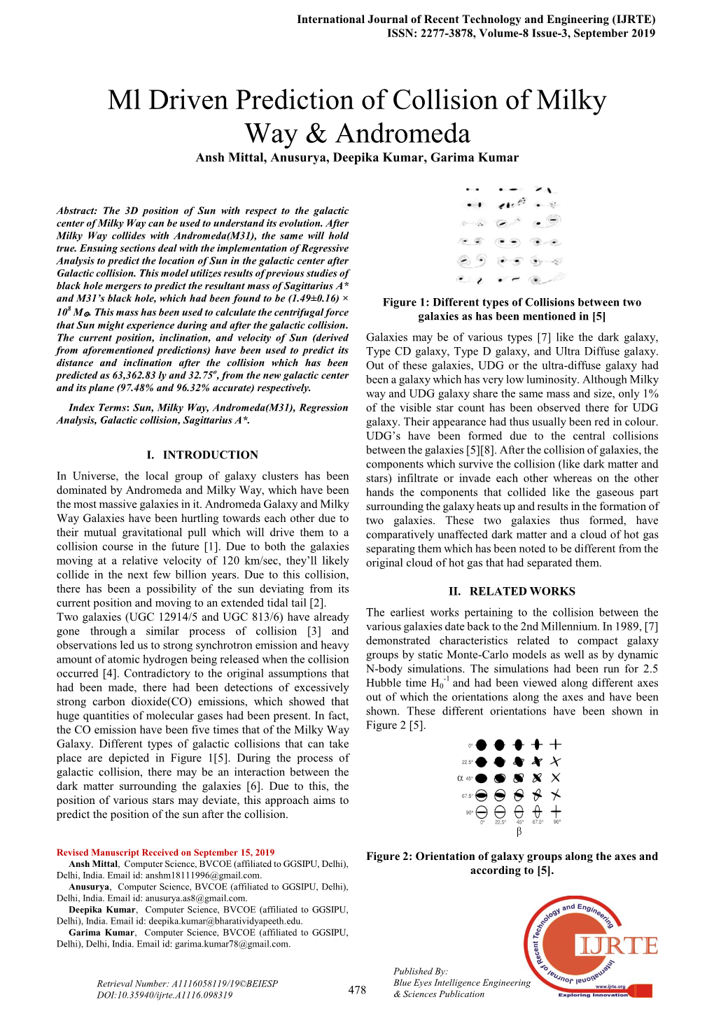 Ml Driven Prediction of Collision of Milky Way & Andromeda