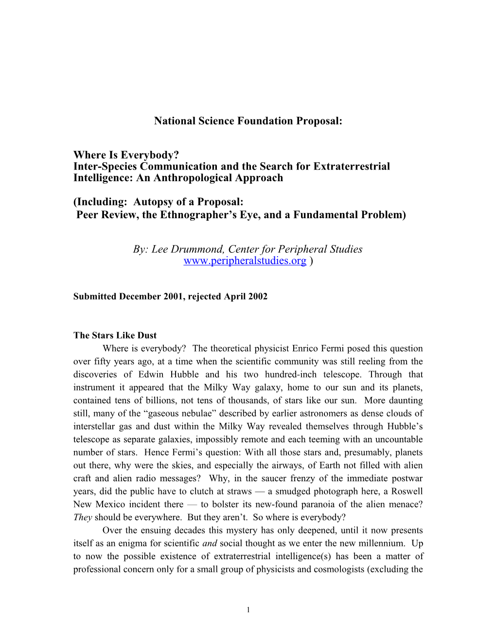 National Science Foundation Proposal