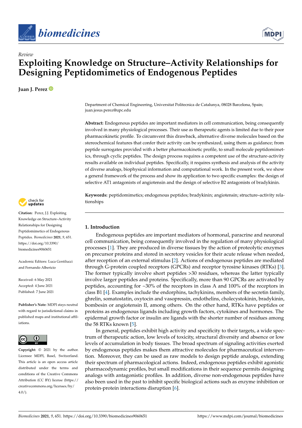 Exploiting Knowledge on Structure–Activity Relationships for Designing Peptidomimetics of Endogenous Peptides