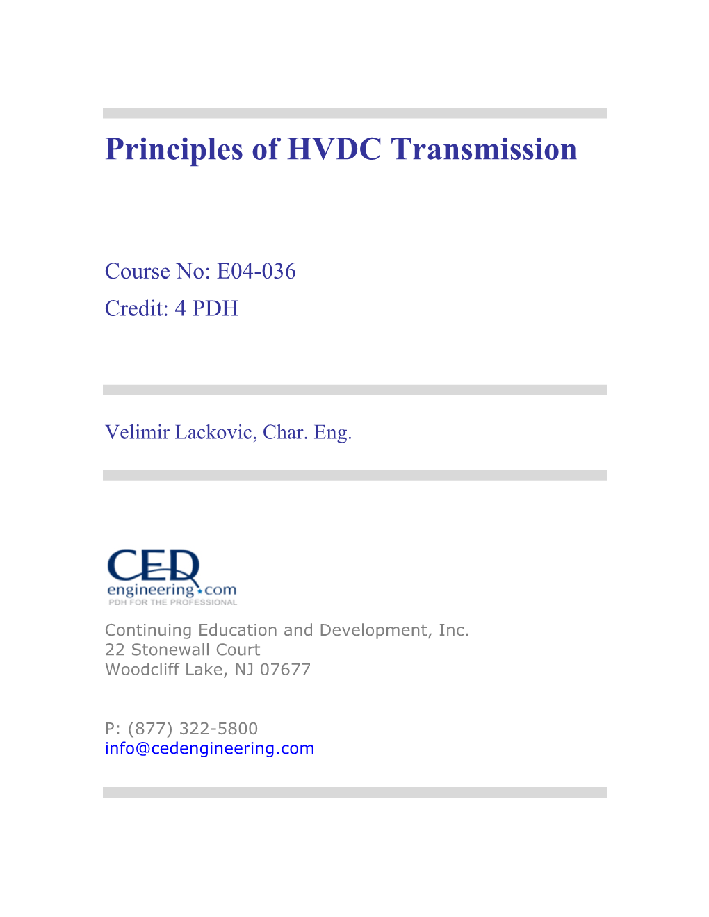 Principles of HVDC Transmission