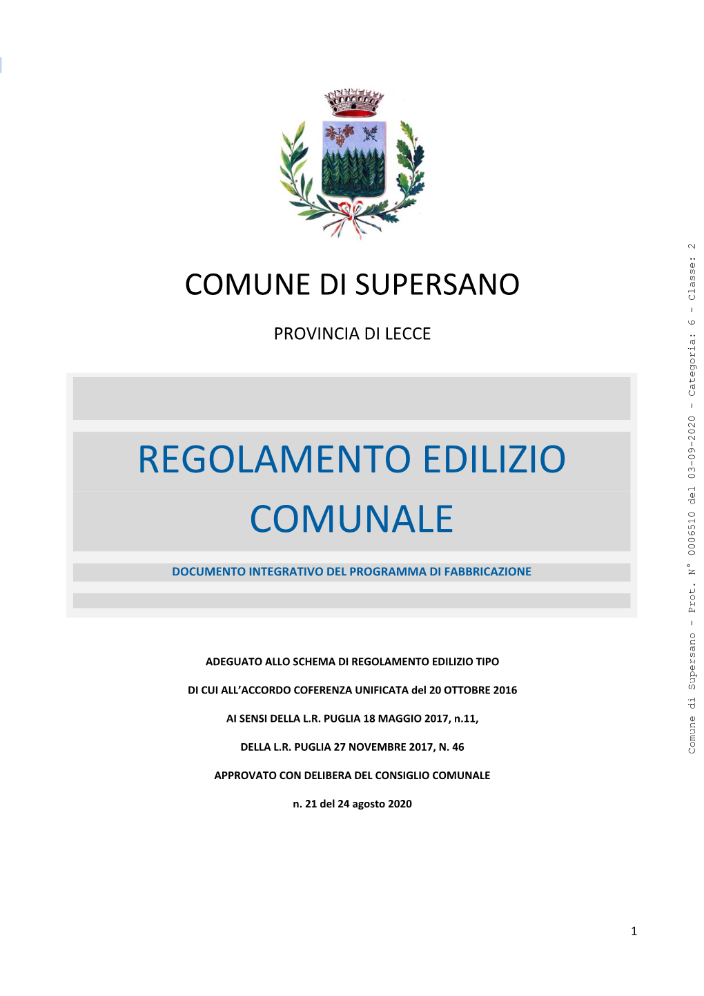 Regolamento Edilizio Comunale – Comune Di Supersano