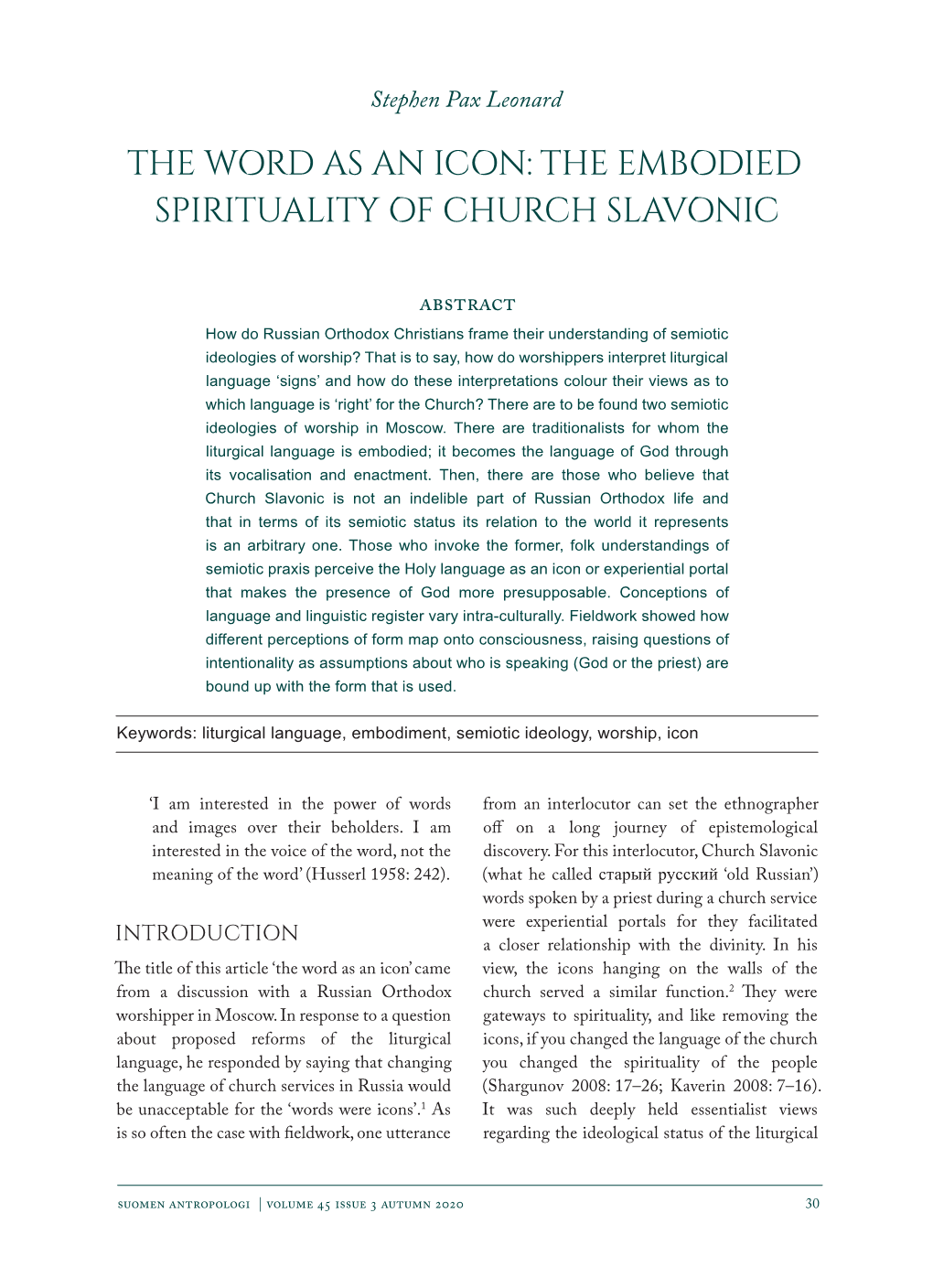 The Embodied Spirituality of Church Slavonic