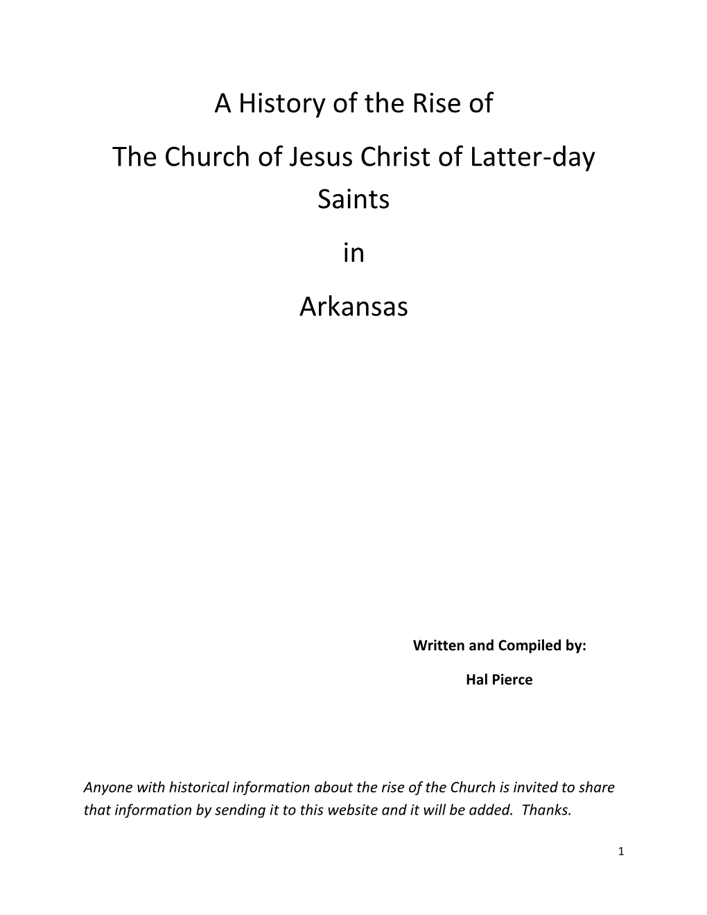 A History of the Rise of the Church of Jesus Christ of Latter-Day Saints in Arkansas