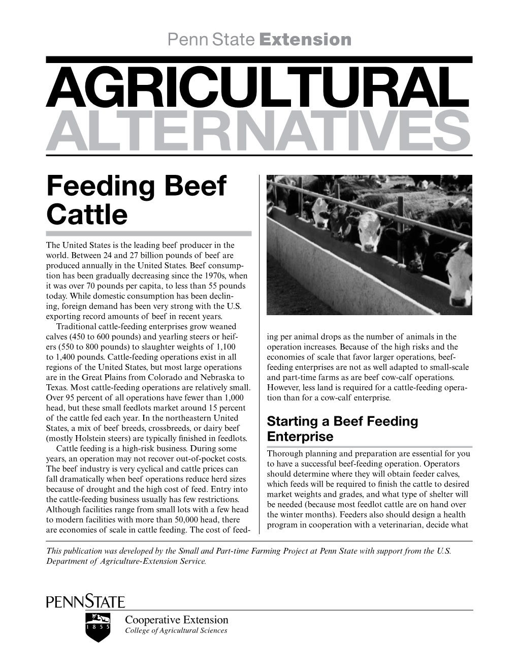 AGRICULTURAL ALTERNATIVES Feeding Beef Cattle