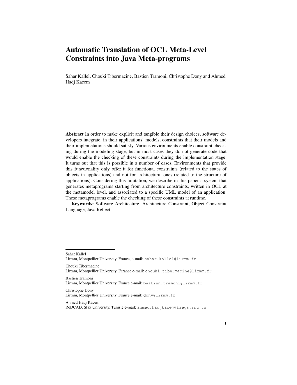 Automatic Translation of OCL Meta-Level Constraints Into Java Meta-Programs