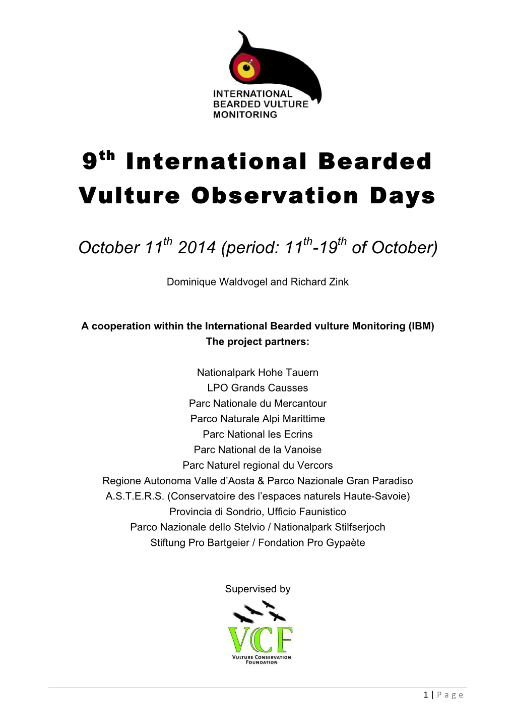 9Th International Bearded Vulture Observation Days