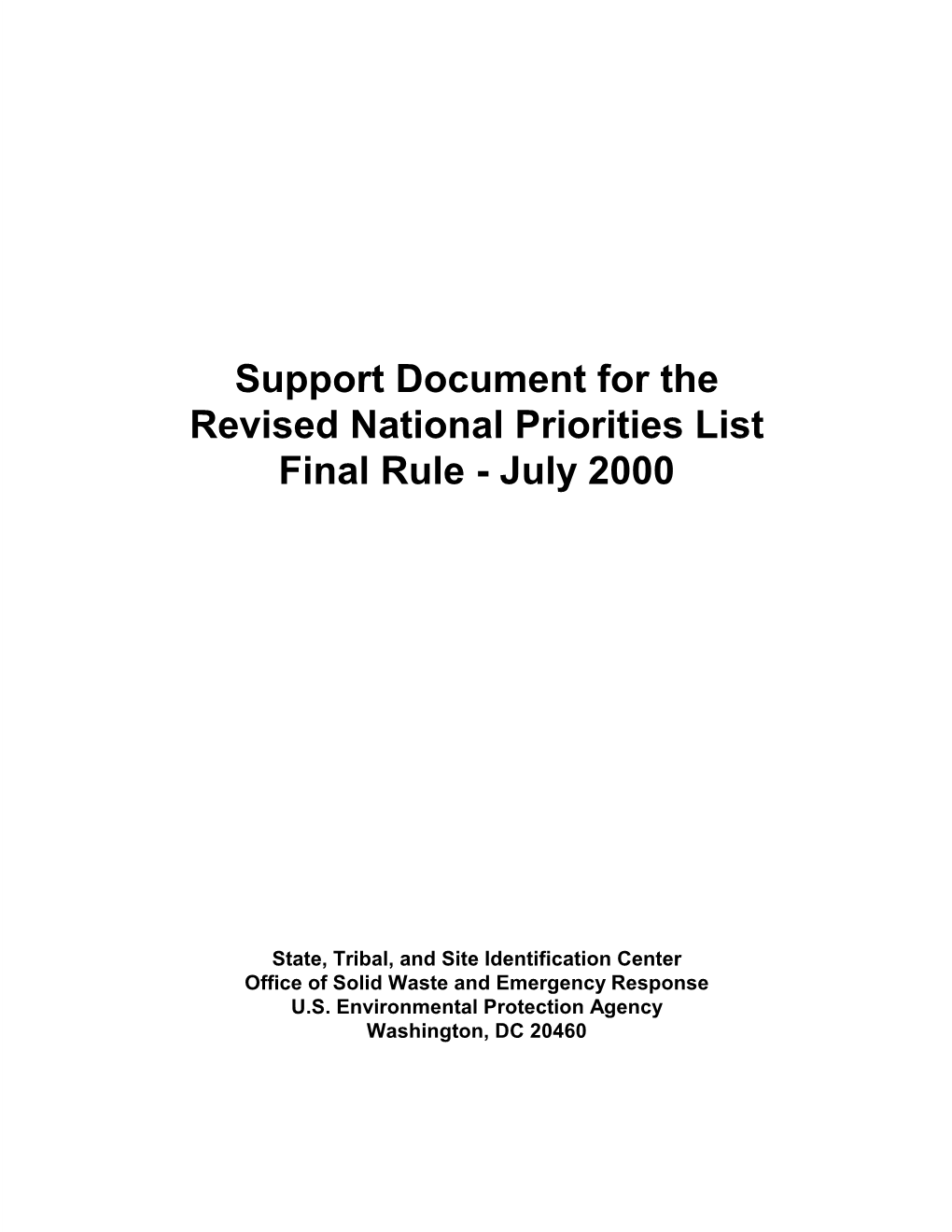Support Document for Revised