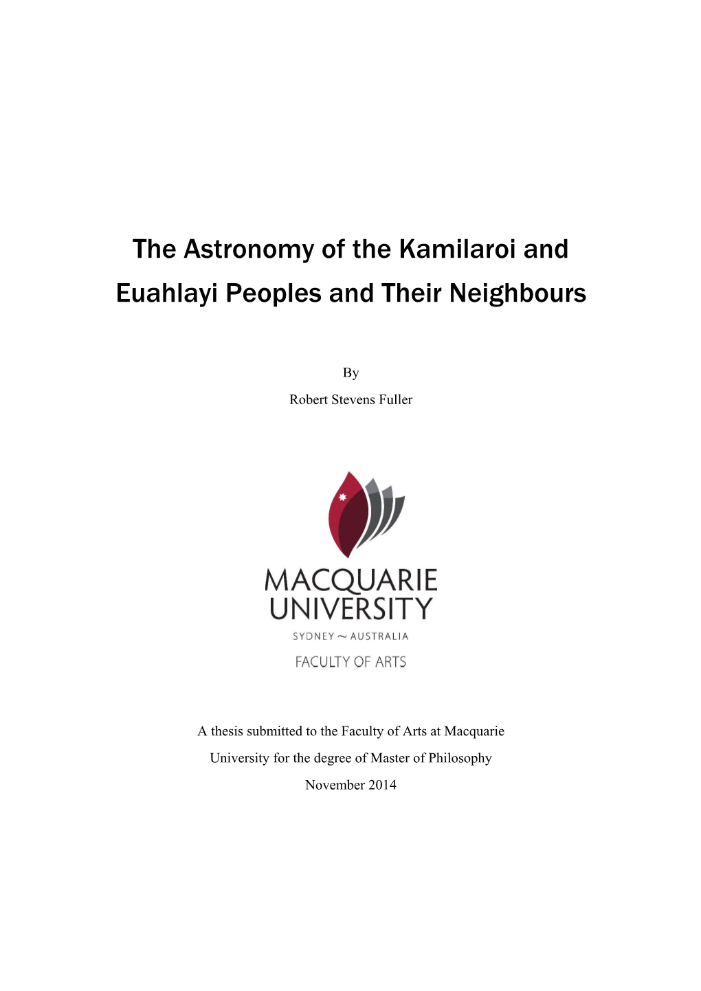 The Astronomy of the Kamilaroi and Euahlayi Peoples and Their Neighbours