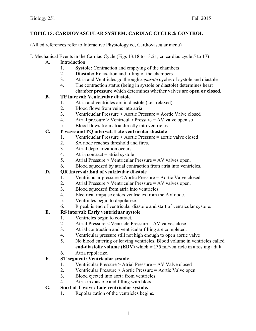 CARDIAC CYCLE & CONTROL (All Cd References Refer to Interactiv