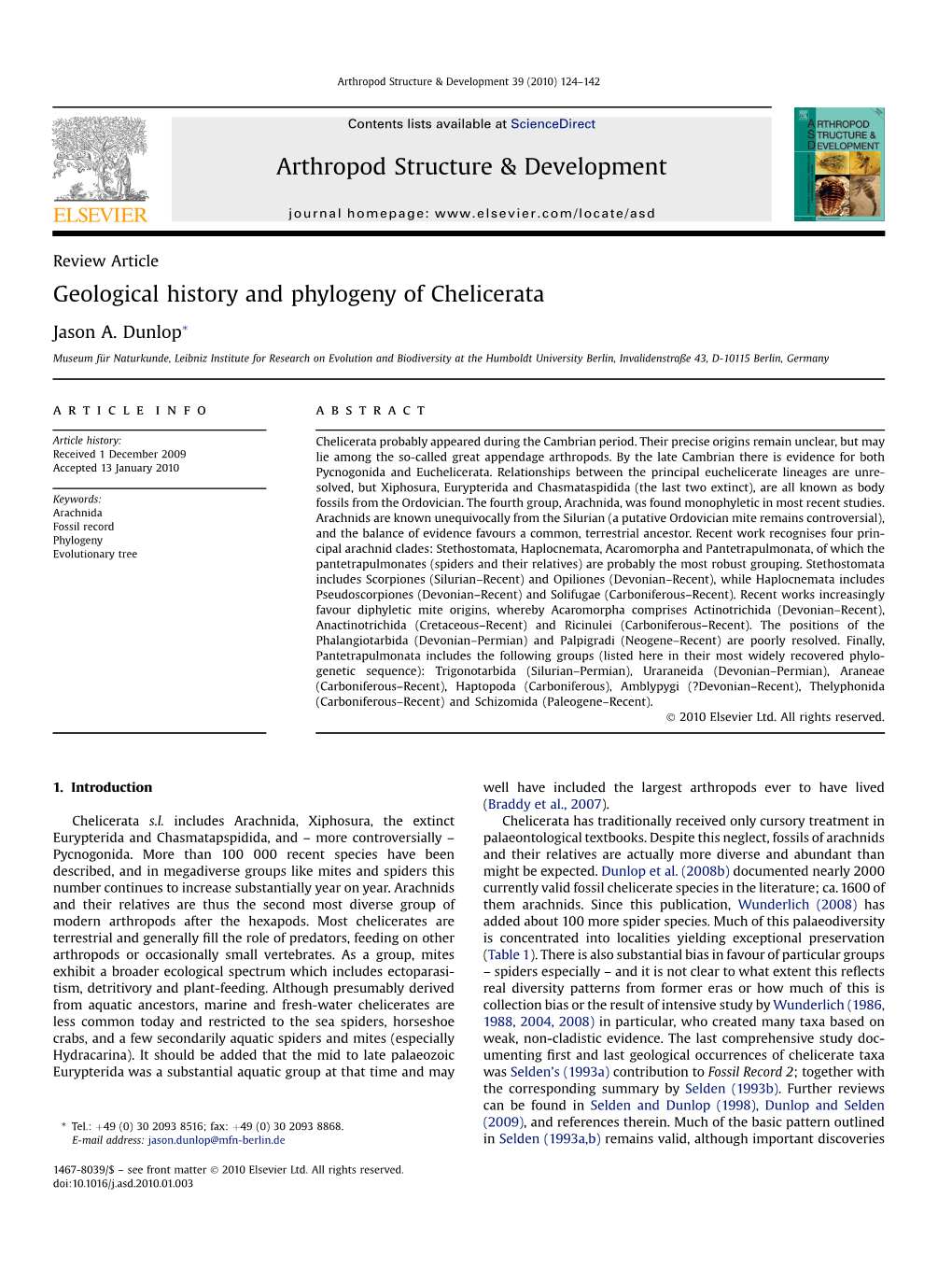 Geological History and Phylogeny of Chelicerata