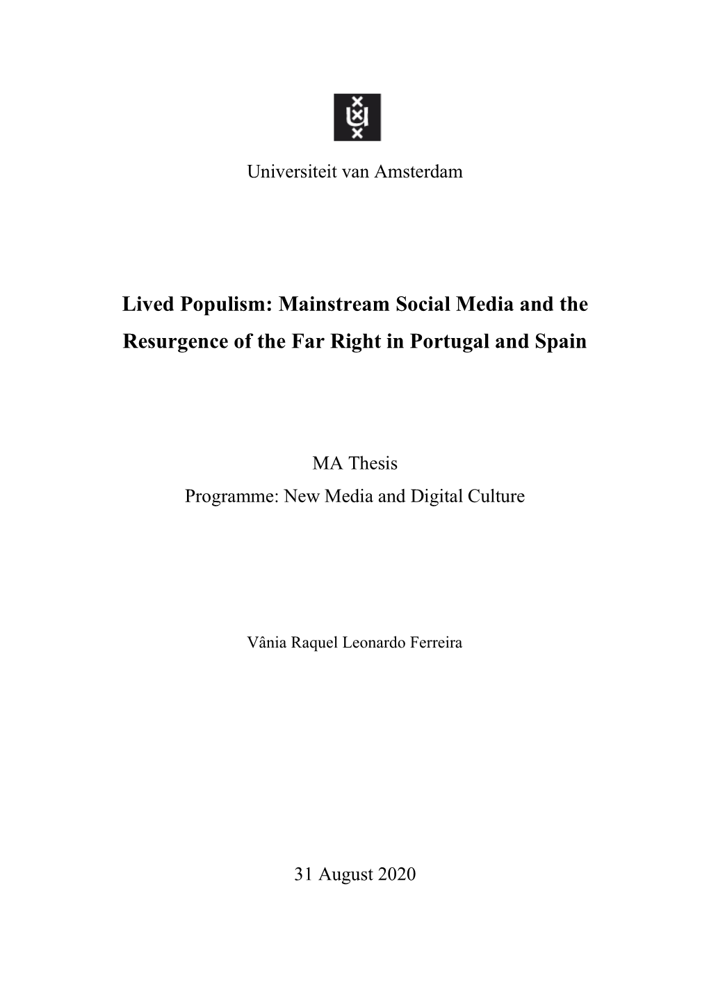 Lived Populism: Mainstream Social Media and the Resurgence of The