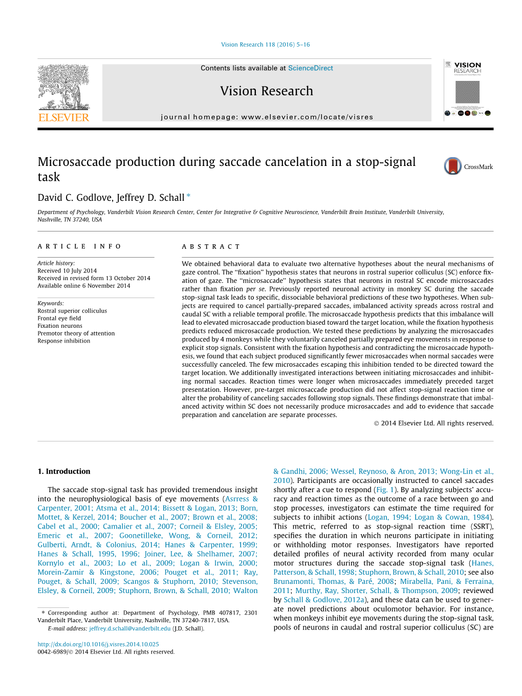 Microsaccade Production During Saccade Cancelation in a Stop-Signal Task ⇑ David C