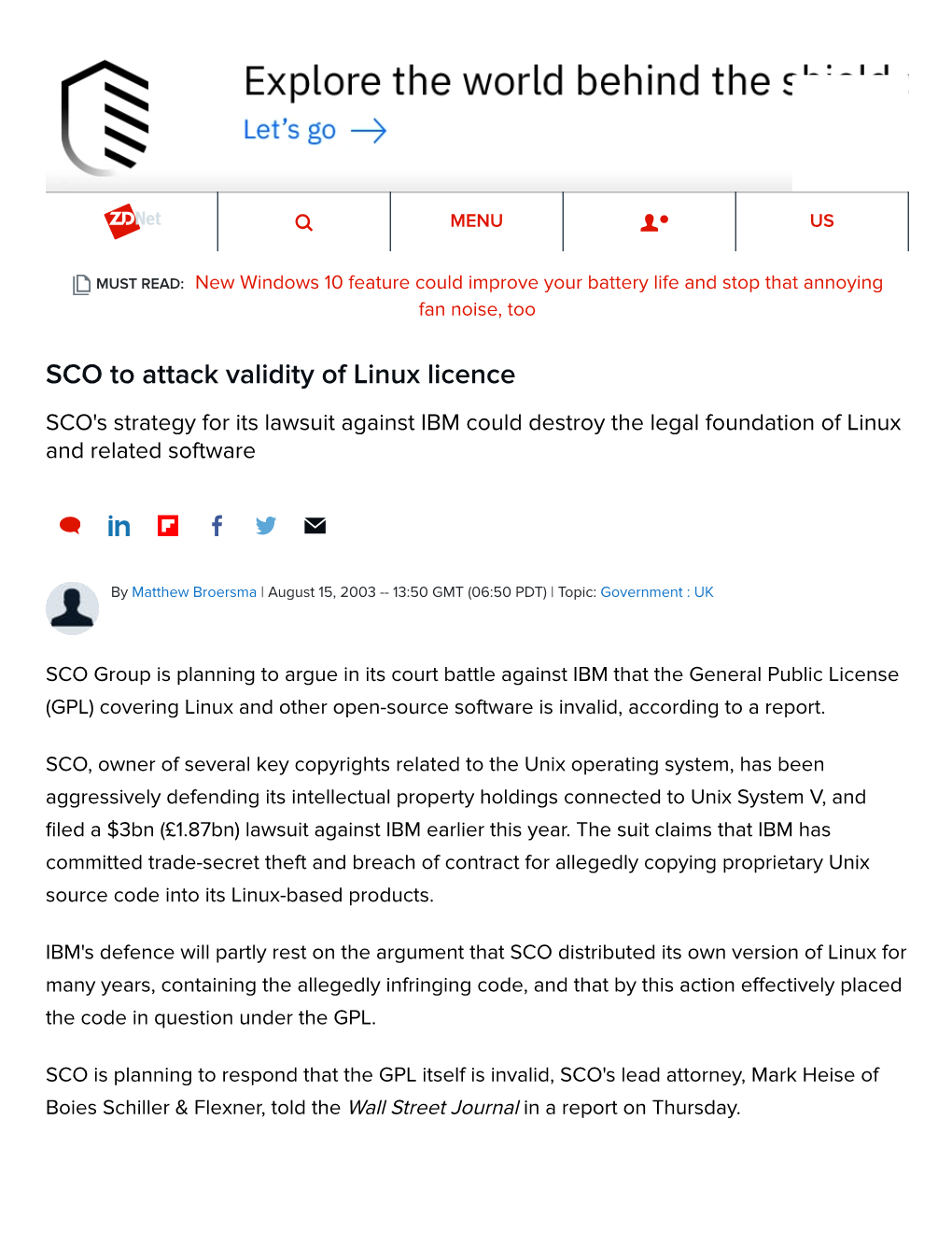 SCO to Attack Validity of Linux Licence SCO's Strategy for Its Lawsuit Against IBM Could Destroy the Legal Foundation of Linux and Related Software